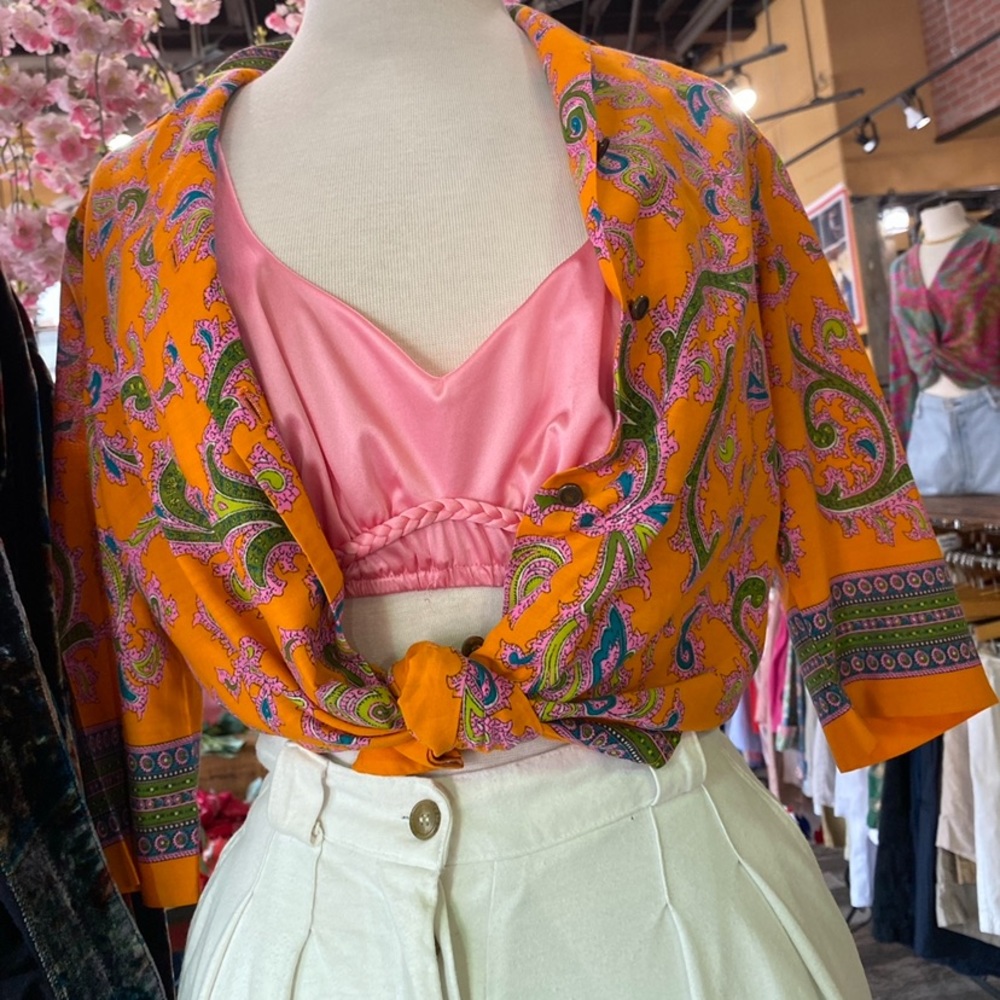 Alex Coleman Orange paisley buttoned down shirt